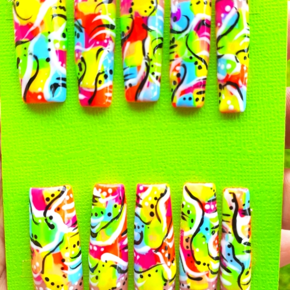 90's Inspired Freaknik Multicolored Press on Nails